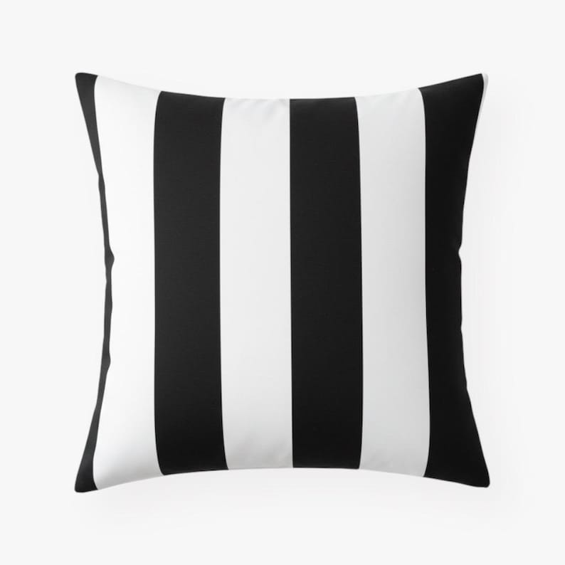 Black And White Striped Outdoor Pillowsnull