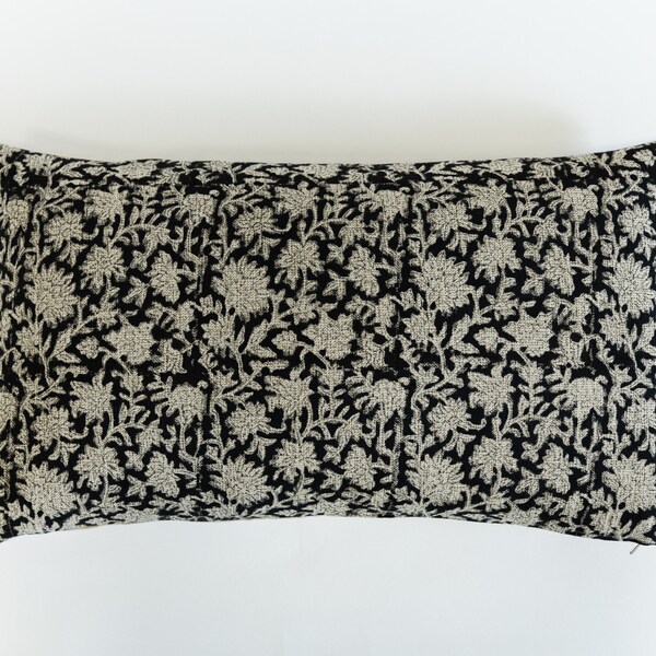 Black Floral Pillow Etsy