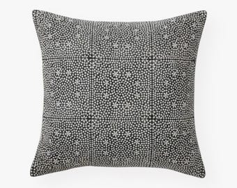 Black and Beige Block Print Pillow Cover Neutral Linen Style Throw Pillow Modern Pattern Cushion Cover Square or Lumbar