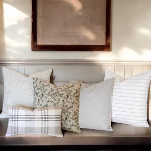 Neutral pillow cover set for couch pillow combo set sectional pillow set green and beige designer pillow combo for bedroom decorating idea