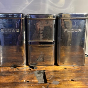 Art Deco Stainless Steel Kitchen Containers - Antique & Gorgeous