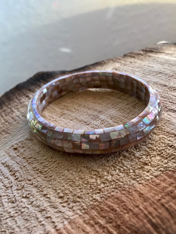 Mosaic Shell Bangle Bracelet