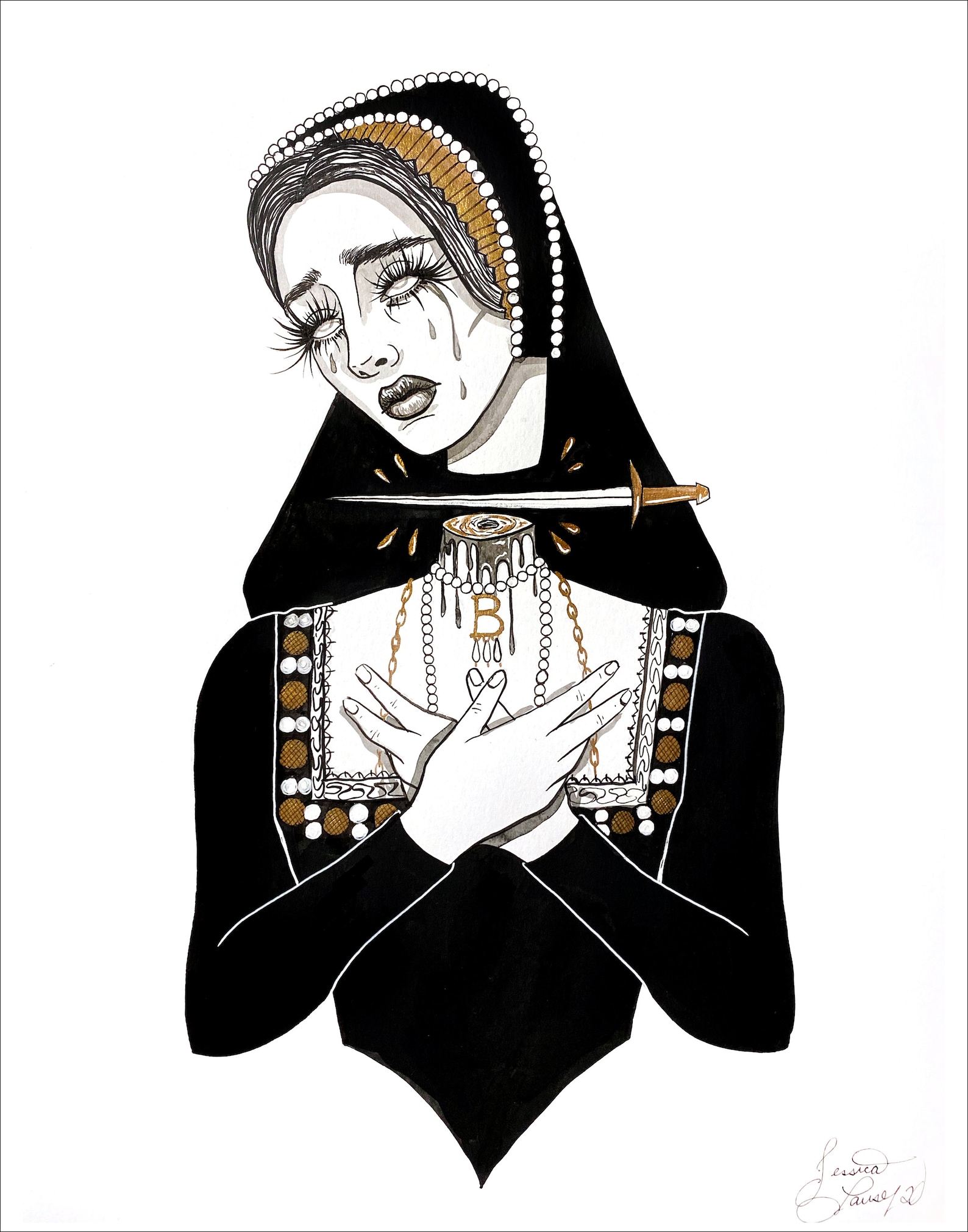 Anne Boleyn Inktober Art Print Etsy