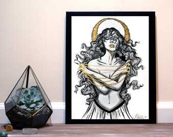 Omen - Original Stift & Tinte Inktober Illustration Kunstwerk