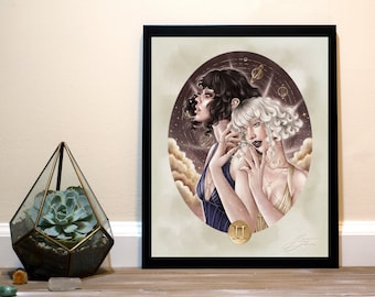 Tweelingen portret - Zodiac Art Print