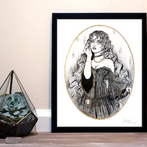 Lady in Red - Inktober Art Print