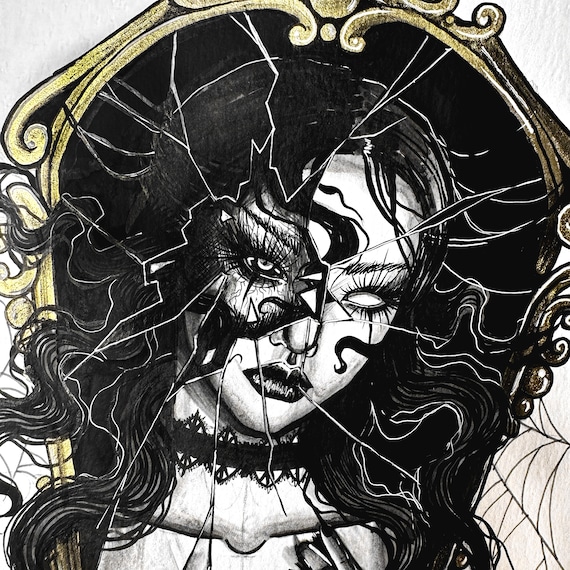 Spectrophobia - Fear of Mirrors - Inktober Art Print - Etsy