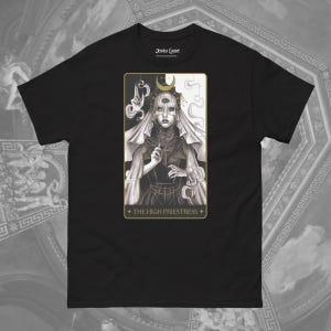 Camiseta unisex con la carta del Tarot de la Suma Sacerdotisa