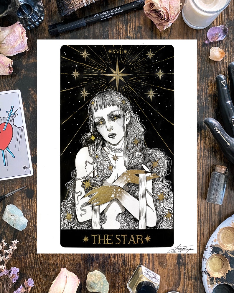 The Star Tarot Card Art Print Etsy The Star Tarot Card Art Print Etsy