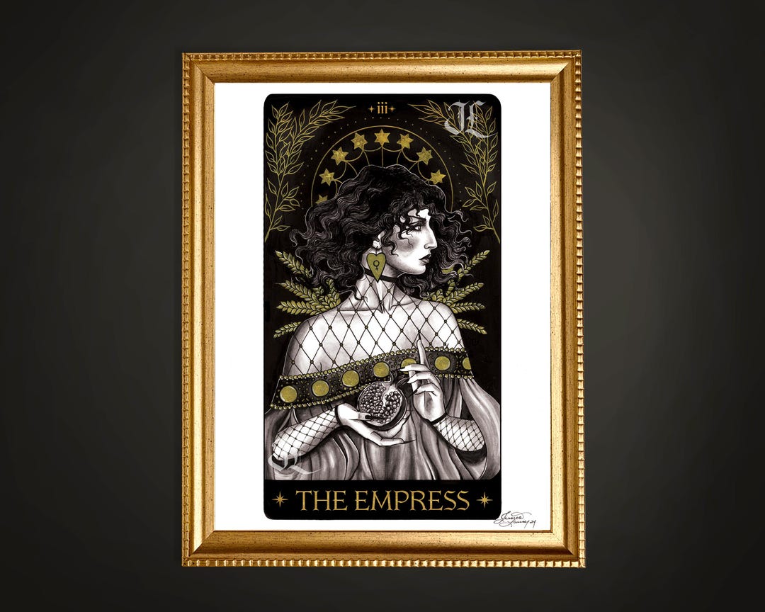 The Empress Tarot Card Art Print featuring a regal figure surrounded by nature, symbolizing creativity and abundance