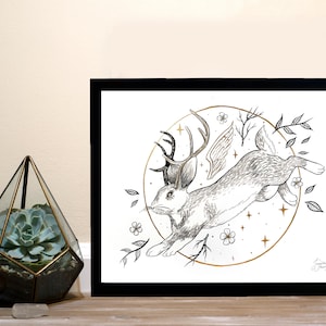 Jackalope - Inktober Art Print