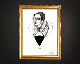 Mary Queen of Scots - Inktober Art Print