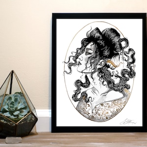 Futakuchi-onna Yokai - Inktober Art Print