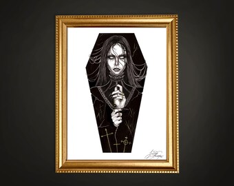 Meg Shelton / Witchy Art - Stampa artistica Inktober