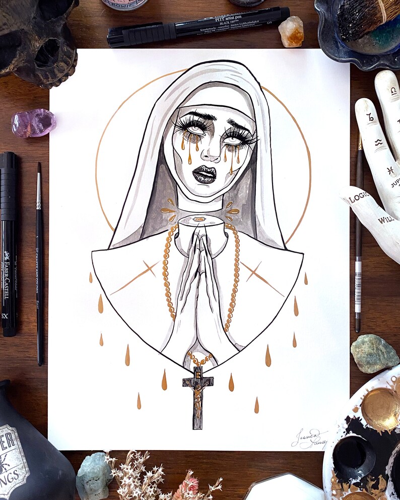 Headless Nun Inktober Art Print - Etsy