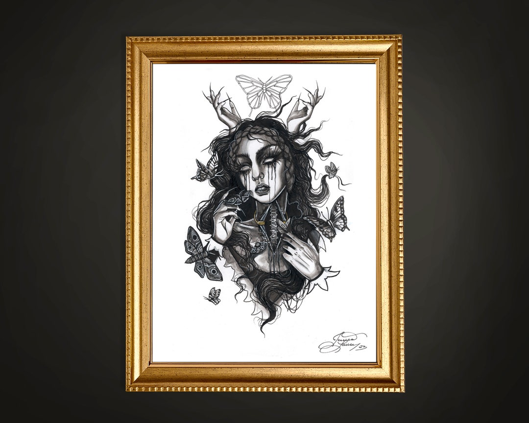 Lepidopterophobia Fear of Butterflies Inktober Art Print Etsy