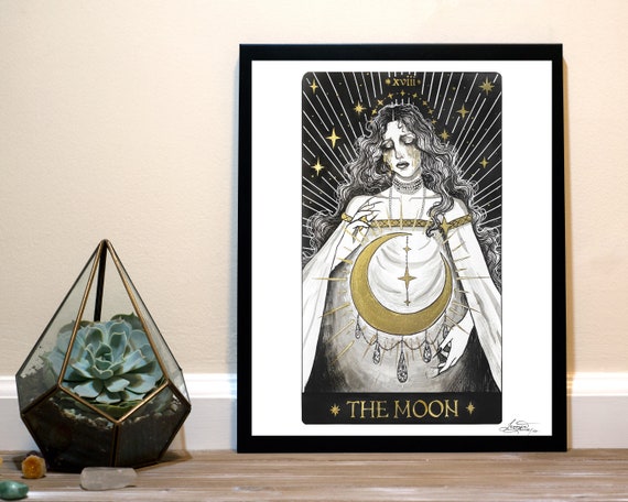 The Moon Tarot Card Art Print - Etsy