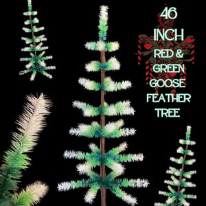 46 inch Goose Feather Tree ~ Green to White Ombre ~ Artificial Sustainable Christmas Tree, Antique Victorian Style
