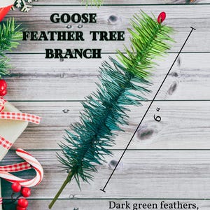 Green Goose Feather Tree Stem or Branch~ Red Berry, Combined Shipping