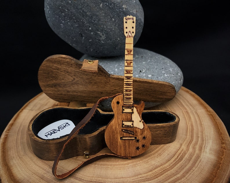 Electric Guitar &amp; Case Wooden Guitar Pick Holder | Etsy