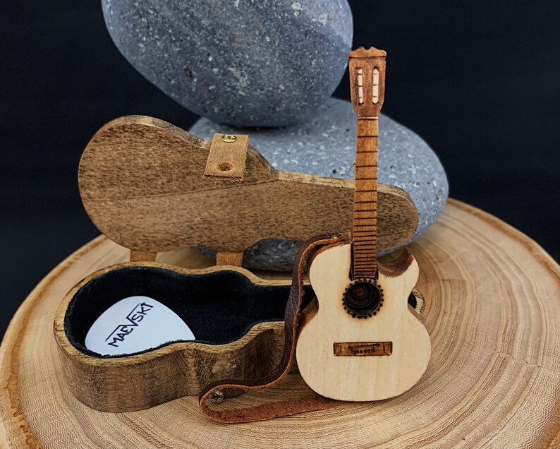 Acoustic Guitar With Case Guitar Pick Holder Romantic Etsy