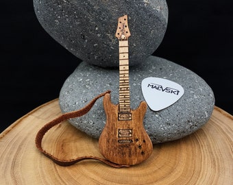 Miniature personalized guitar gift for husband, Premium wooden guitar player gift idea, for boyfriend music lover, for musicians, Ibanez art