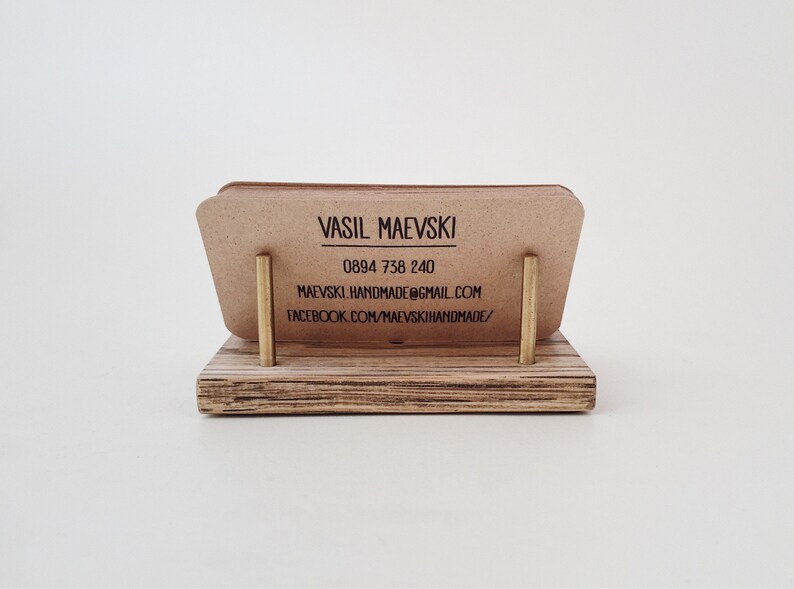 Business Card Holder for desk wood, Modern office decor, Business card stand, Wooden business card holder, Card display, Corporate gifts image 6