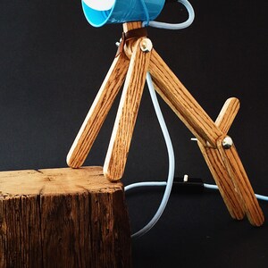 Blue wooden DOG lamp for kids Childrens bedroom night lamp Movable desk lamp for reading Modern table lamp Animal lamps Interior lighting image 2