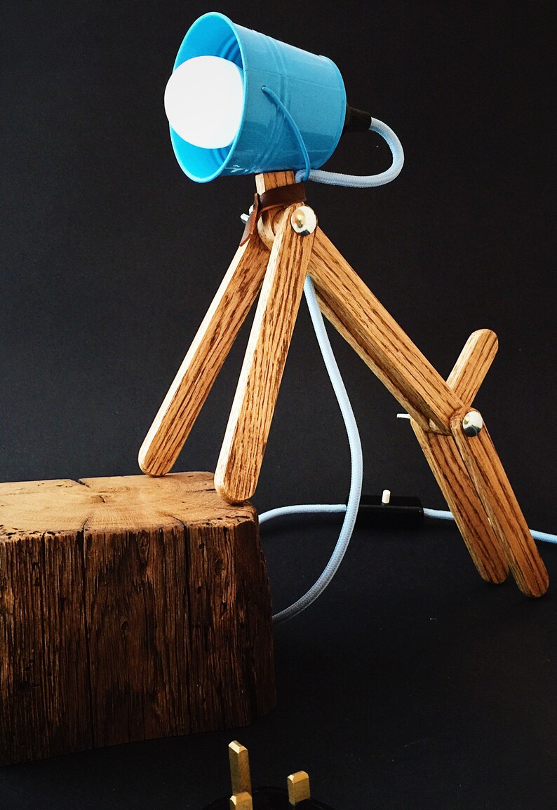 Blue wooden DOG lamp for kids Childrens bedroom night lamp Movable desk lamp for reading Modern table lamp Animal lamps Interior lighting image 2