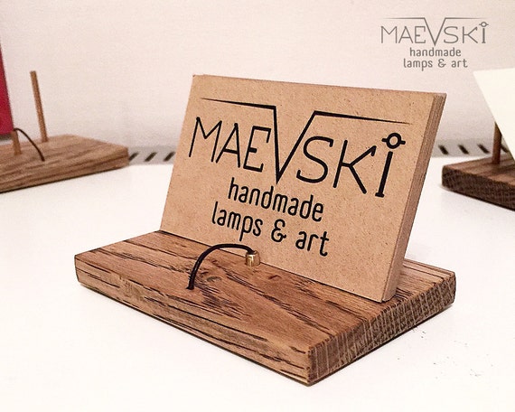 Business Card Holder For Desk Wood Modern Office Decor Etsy