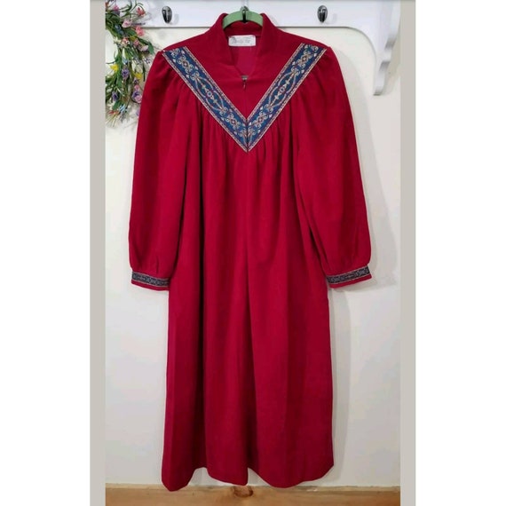 Vtg Vanity Fair Maroon Velour Bathrobe Size M Half Zip Gold Etsy