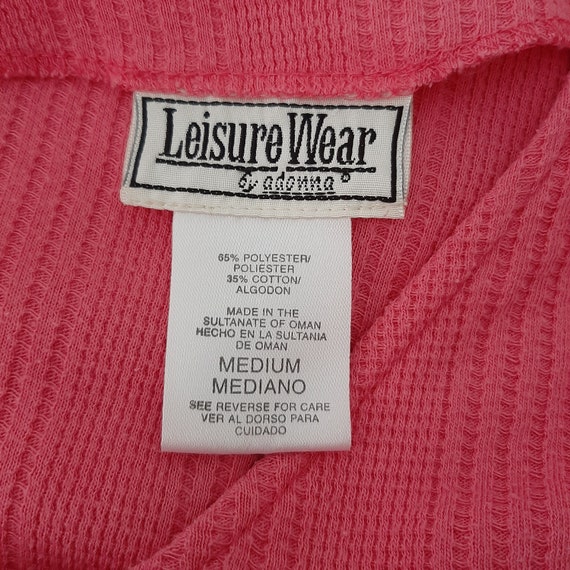 90s Waffle Knit Pink Button Down Cotton Dress Com… - image 6