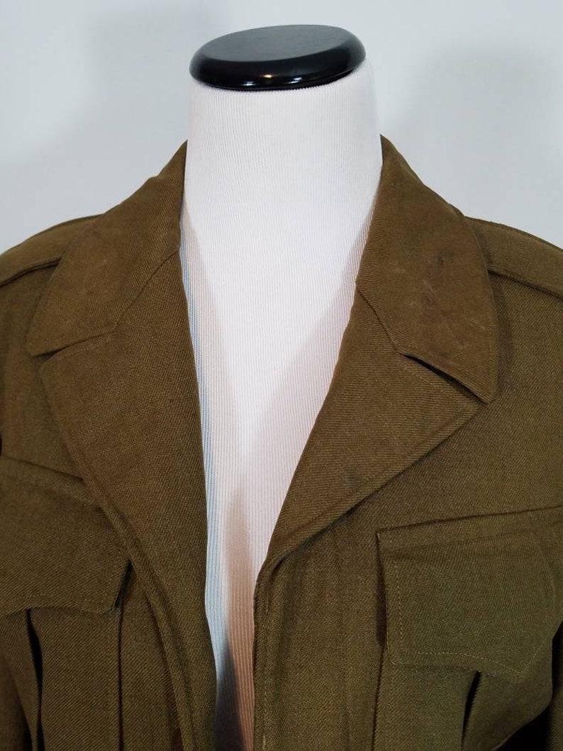 Small Extra Small Vintage 1950s Cropped Tailored Ike WW2 Military Jacket US Army Issue Eisenhower Coat