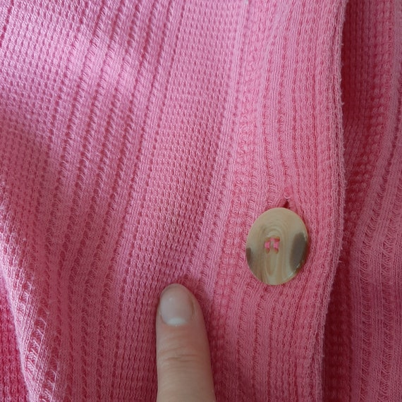 90s Waffle Knit Pink Button Down Cotton Dress Com… - image 7