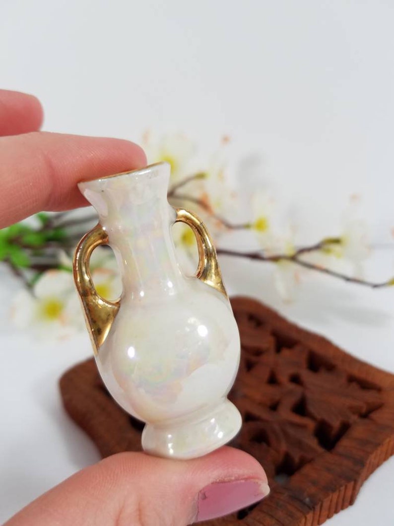 Blush Pink Shawnee Vtg Mini Bud Vase Pitcher Set Of 3 Mcm Miniatures 3 22k Gold Opalescent Holley Ross Instant Bud Vase Collection