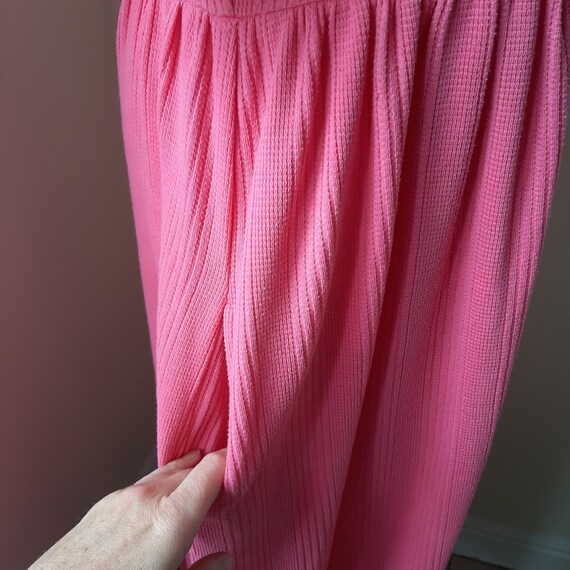 90s Waffle Knit Pink Button Down Cotton Dress Com… - image 4