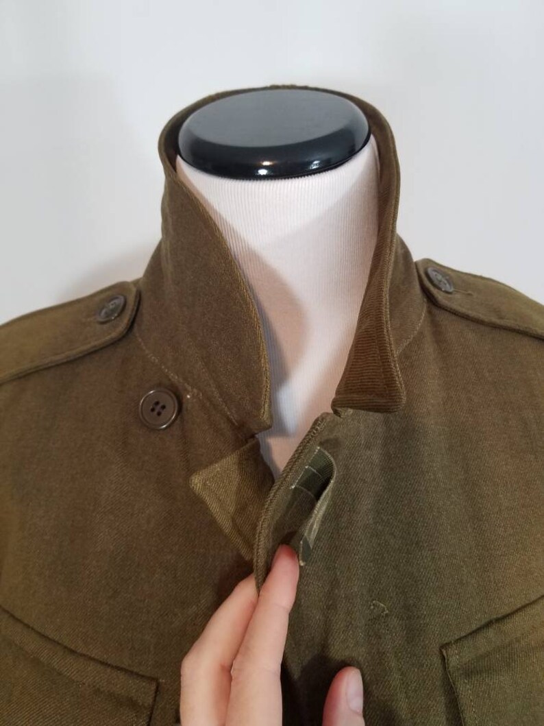 Small Extra Small Vintage 1950s Cropped Tailored Ike WW2 Military Jacket US Army Issue Eisenhower Coat