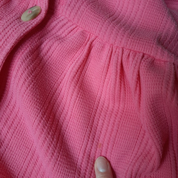 90s Waffle Knit Pink Button Down Cotton Dress Com… - image 8