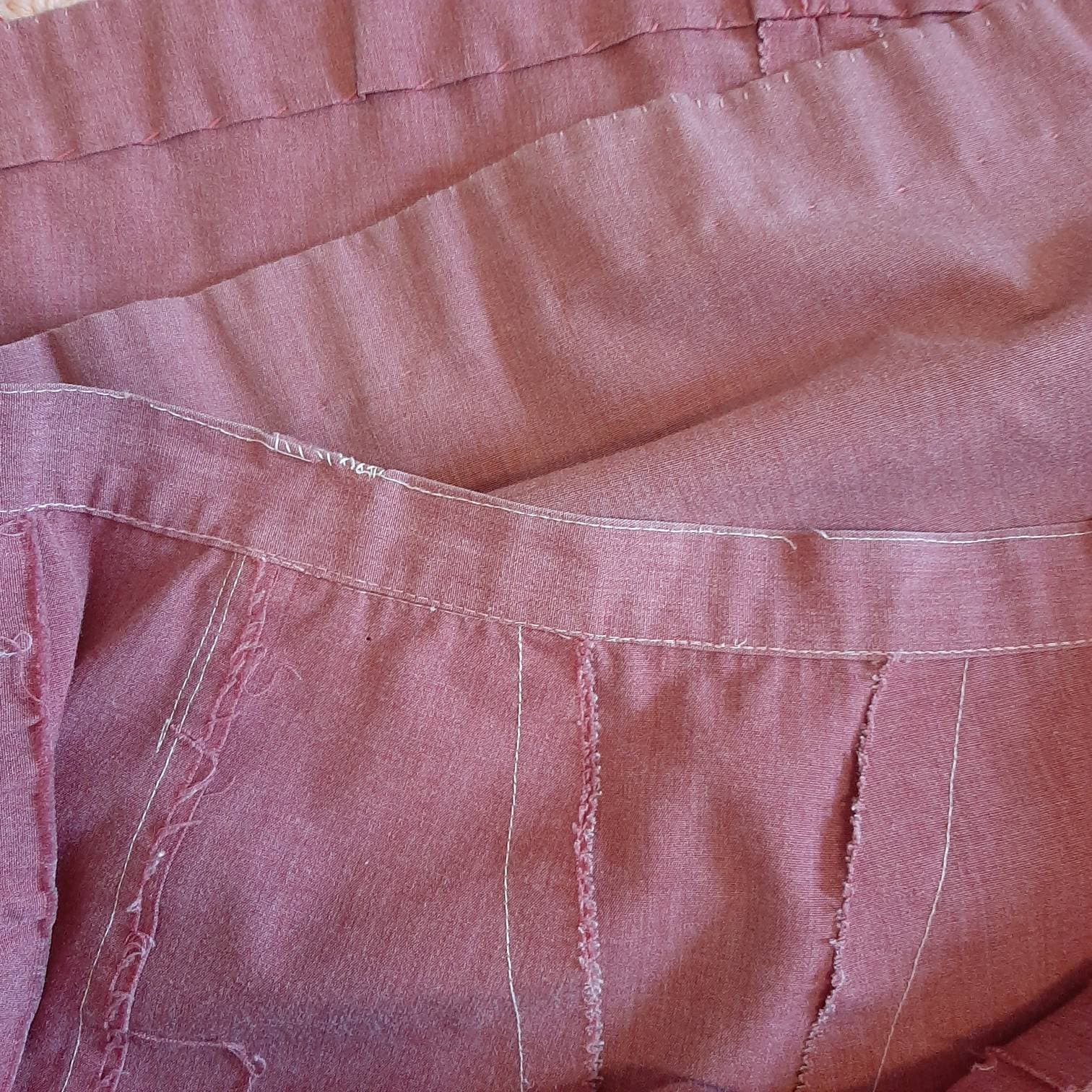 Size Small Vintage Hand Made Blush Pink A-Line Skirt with Pockets 27 Waist