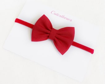 Red Bow Headband || Newborn Baby Headband || Hair Clip || Girl Bow ||Toddler Hair Clip