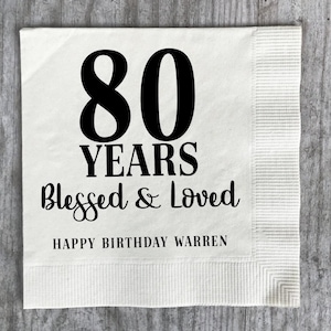 Personalized Napkins, Monogrammed, Custom, Paper, Cocktail, Beverage, Fiftieth Birthday, Birthday Napkins, 35th 40th 50th 60th 70th 75th 80.