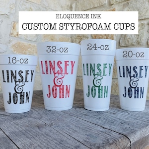 Personalized Cups, Foam, Monogrammed, Custom, Roadie, Cocktail Cups, Party Cup, Wedding Cups, Shower, Disposable Cups, Travel, Styrofoam