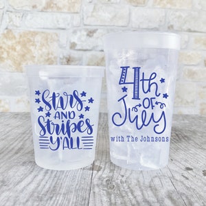 4th of July Cups, Stadium, 16 oz, Personalized, Monogrammed, Custom, Plastic, Cocktail Cups, Party Cup, USA, Fireworks, America, Merica