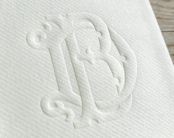 Embossed Linen Like Guest Towels, Dinner Napkins, Monogrammed, Paper, Personalized, Wedding Napkins, Restroom Towels, Elegance, Duogram