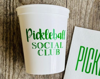 Pickleball Cups, Stadium, 16 oz, Personalized, Monogrammed, Custom, Plastic, Cocktail Cups, Party Cup, Pickle Ball, Pickled, Overserved
