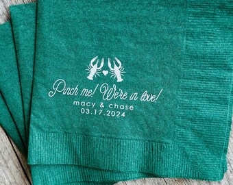 Personalized Crawfish Napkins, Birthday, 3ply, Paper, St Patricks Day, Dinner, Lets Get Cray, Suck It Up, Lobster, Loved Bayou, Pinch Me