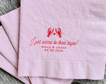 Personalized Crawfish Napkins, Birthday, 3ply, Paper, Cocktail, Beverage, Dinner, Lets Get Cray, Suck It Up, Lobster, Loved Bayou, Pinch Me