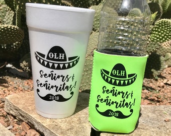 Graduation Fiesta Huggers, Personalized, Monogrammed, Custom, Party, Collapsible Neoprene, Can, Fiesta Graduation, Graduation Party, Fiesta