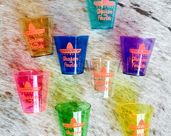 Personalized Shot Cups, 2 oz Disposable Plastic, Monogrammed, Party, Cocktail, Fiesta, Sombrero, Tequila Shot, Bachelorette, Bachelor Party
