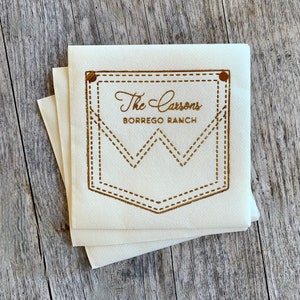 Western Personalized Linen Like Napkins, Custom, Monogrammed, Paper, Cocktail, Beverage, Dinner, Guest Towel, Wedding, Restroom, Rustic